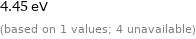 4.45 eV (based on 1 values; 4 unavailable)