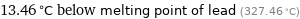 13.46 °C below melting point of lead (327.46 °C)