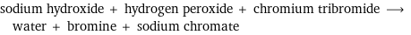 sodium hydroxide + hydrogen peroxide + chromium tribromide ⟶ water + bromine + sodium chromate