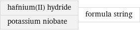 hafnium(II) hydride potassium niobate | formula string