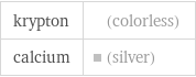 krypton | (colorless) calcium | (silver)