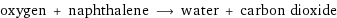 oxygen + naphthalene ⟶ water + carbon dioxide