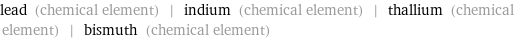 lead (chemical element) | indium (chemical element) | thallium (chemical element) | bismuth (chemical element)