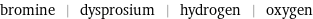 bromine | dysprosium | hydrogen | oxygen