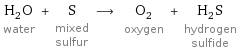 H_2O water + S mixed sulfur ⟶ O_2 oxygen + H_2S hydrogen sulfide