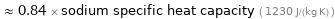  ≈ 0.84 × sodium specific heat capacity ( 1230 J/(kg K) )