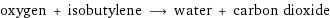 oxygen + isobutylene ⟶ water + carbon dioxide