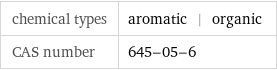 chemical types | aromatic | organic CAS number | 645-05-6