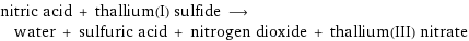 nitric acid + thallium(I) sulfide ⟶ water + sulfuric acid + nitrogen dioxide + thallium(III) nitrate