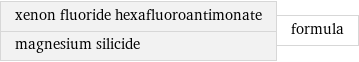 xenon fluoride hexafluoroantimonate magnesium silicide | formula