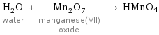 H_2O water + Mn_2O_7 manganese(VII) oxide ⟶ HMnO4