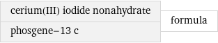 cerium(III) iodide nonahydrate phosgene-13 c | formula