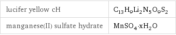 lucifer yellow cH | C_13H_9Li_2N_5O_9S_2 manganese(II) sulfate hydrate | MnSO_4·xH_2O