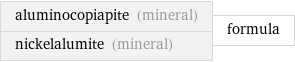 aluminocopiapite (mineral) nickelalumite (mineral) | formula