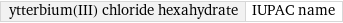 ytterbium(III) chloride hexahydrate | IUPAC name