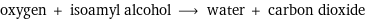 oxygen + isoamyl alcohol ⟶ water + carbon dioxide