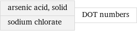 arsenic acid, solid sodium chlorate | DOT numbers