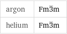 argon | Fm3^_m helium | Fm3^_m