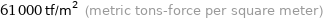 61000 tf/m^2 (metric tons-force per square meter)