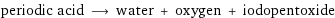 periodic acid ⟶ water + oxygen + iodopentoxide