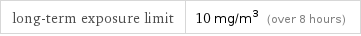 long-term exposure limit | 10 mg/m^3 (over 8 hours)