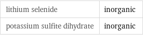 lithium selenide | inorganic potassium sulfite dihydrate | inorganic