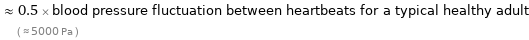  ≈ 0.5 × blood pressure fluctuation between heartbeats for a typical healthy adult ( ≈ 5000 Pa )