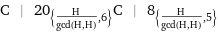 C | 20_({H/gcd(H, H), 6})C | 8_({H/gcd(H, H), 5})