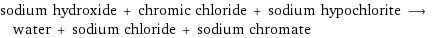 sodium hydroxide + chromic chloride + sodium hypochlorite ⟶ water + sodium chloride + sodium chromate