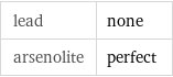 lead | none arsenolite | perfect