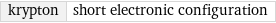 krypton | short electronic configuration