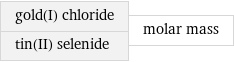 gold(I) chloride tin(II) selenide | molar mass