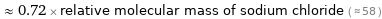  ≈ 0.72 × relative molecular mass of sodium chloride ( ≈ 58 )