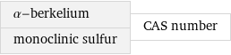 α-berkelium monoclinic sulfur | CAS number