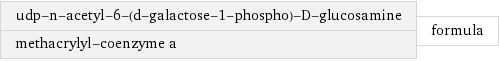 udp-n-acetyl-6-(d-galactose-1-phospho)-D-glucosamine methacrylyl-coenzyme a | formula