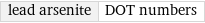 lead arsenite | DOT numbers