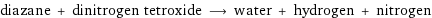 diazane + dinitrogen tetroxide ⟶ water + hydrogen + nitrogen