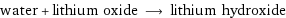 water + lithium oxide ⟶ lithium hydroxide