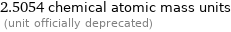 2.5054 chemical atomic mass units  (unit officially deprecated)