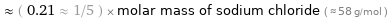  ≈ ( 0.21 ≈ 1/5 ) × molar mass of sodium chloride ( ≈ 58 g/mol )