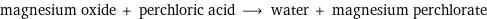 magnesium oxide + perchloric acid ⟶ water + magnesium perchlorate