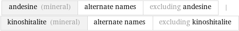 andesine (mineral) | alternate names | excluding andesine | kinoshitalite (mineral) | alternate names | excluding kinoshitalite