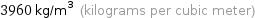 3960 kg/m^3 (kilograms per cubic meter)