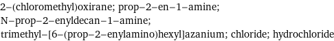 2-(chloromethyl)oxirane; prop-2-en-1-amine; N-prop-2-enyldecan-1-amine; trimethyl-[6-(prop-2-enylamino)hexyl]azanium; chloride; hydrochloride