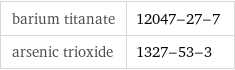 barium titanate | 12047-27-7 arsenic trioxide | 1327-53-3