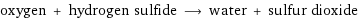 oxygen + hydrogen sulfide ⟶ water + sulfur dioxide