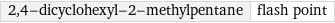 2, 4-dicyclohexyl-2-methylpentane | flash point