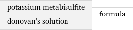 potassium metabisulfite donovan's solution | formula