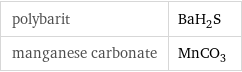 polybarit | BaH_2S manganese carbonate | MnCO_3