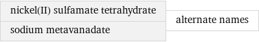 nickel(II) sulfamate tetrahydrate sodium metavanadate | alternate names